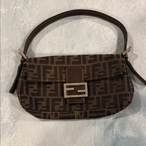 Fendi Black and Brown Monogram Shoulder Bag